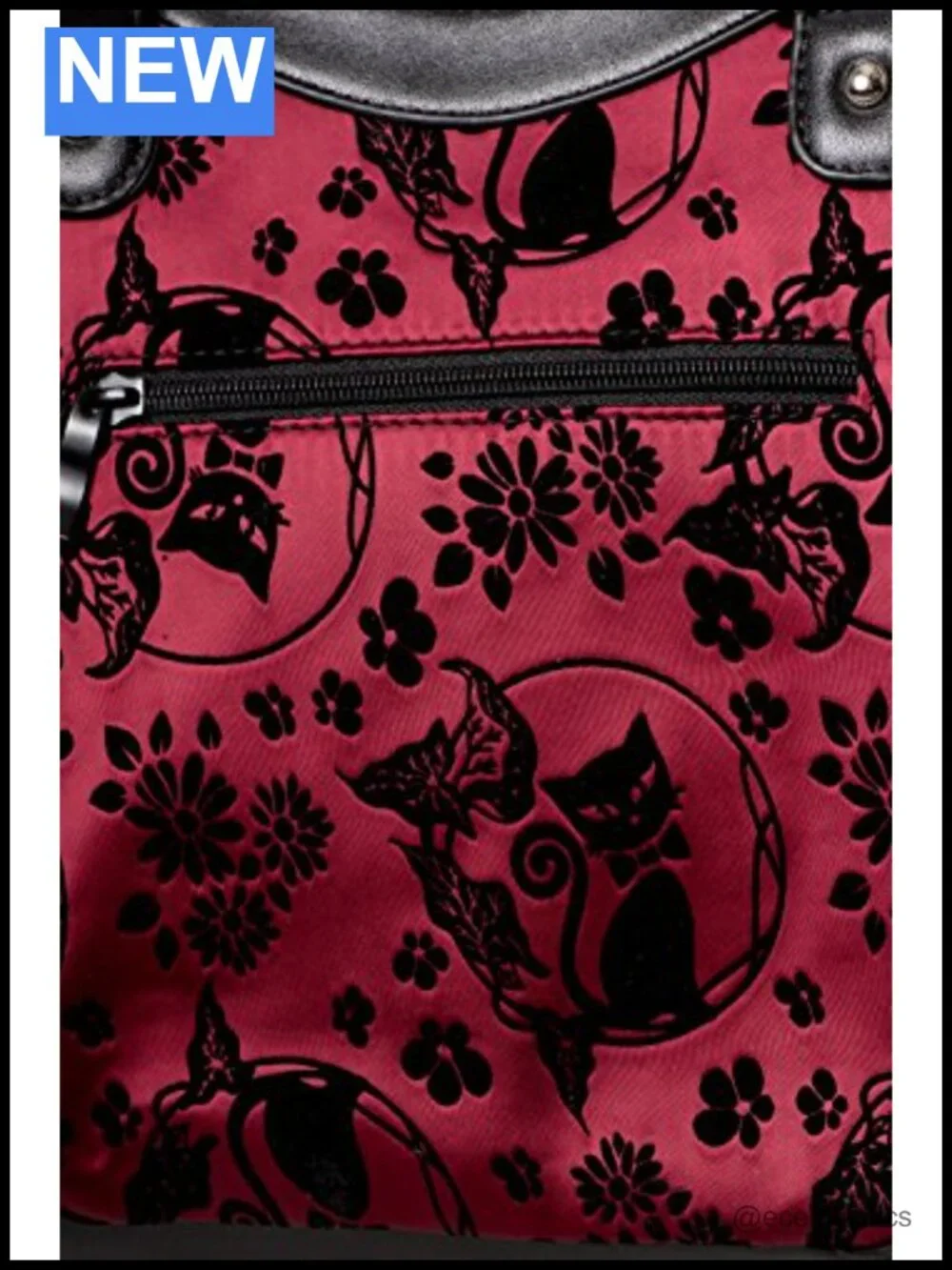 Gothic Velvet Purse Handbag Shoulder Bag with Bat Motifs Adjustable Strap